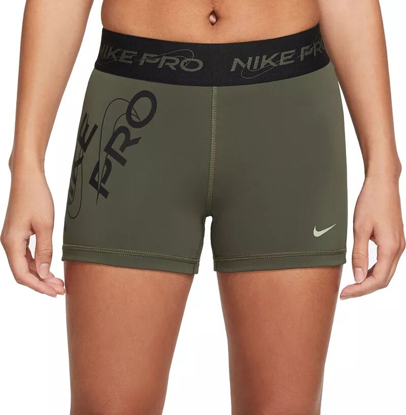 Женские тренировочные шорты Nike Pro Dri-FIT со средней посадкой, 3 дюйма, с графическим рисунком