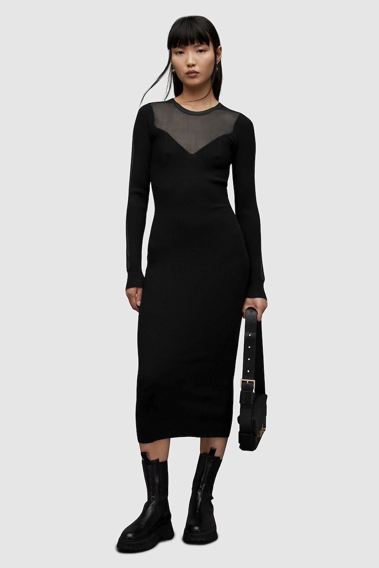 

Платье Flete с воздушными деталями Allsaints, черный