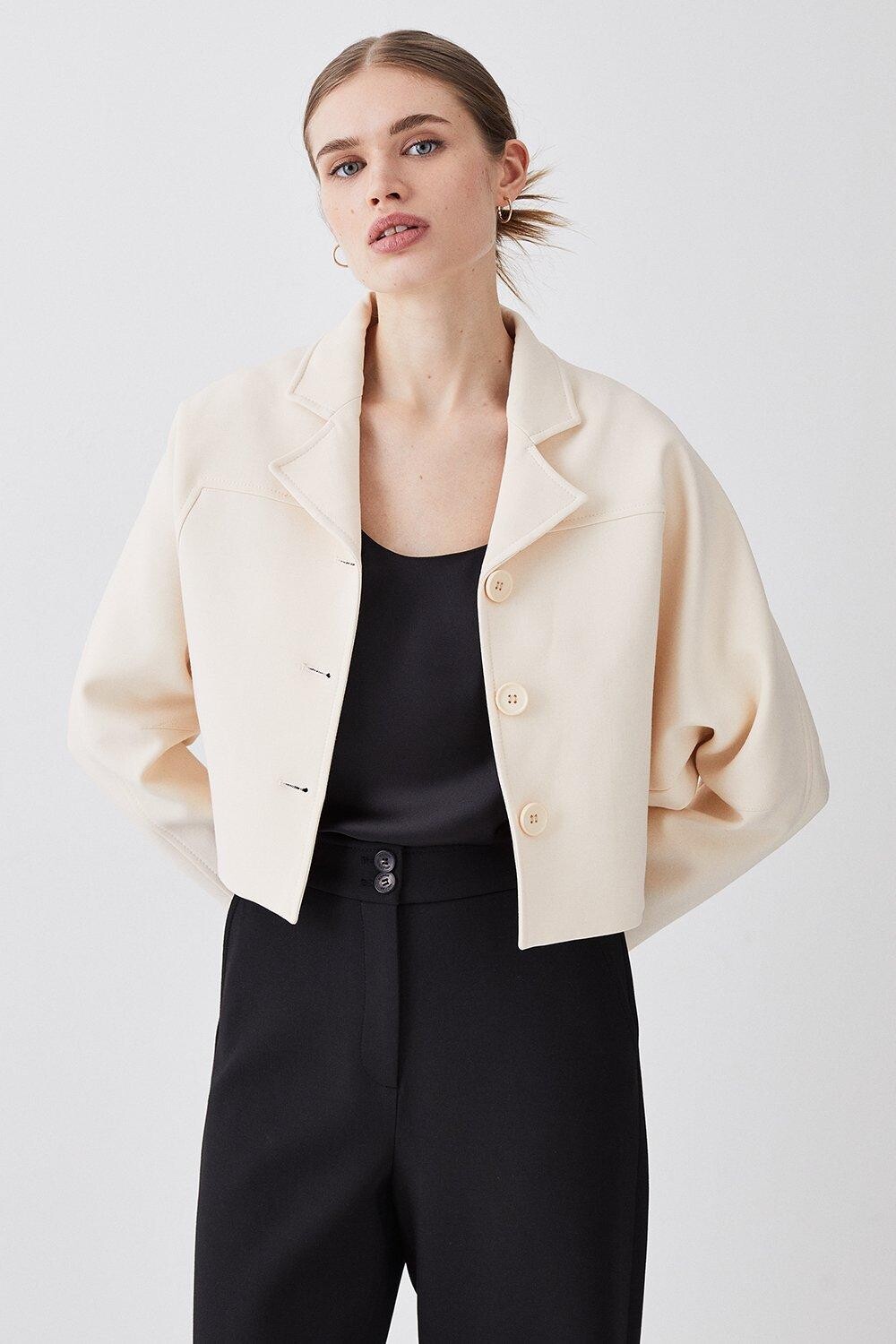 

Компактная эластичная куртка с закругленными рукавами Karen Millen, белый