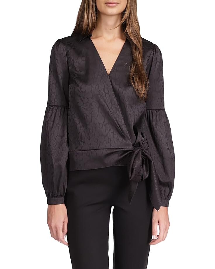 

Топ MICHAEL Michael Kors Cheetah Jacquard Wrap, черный