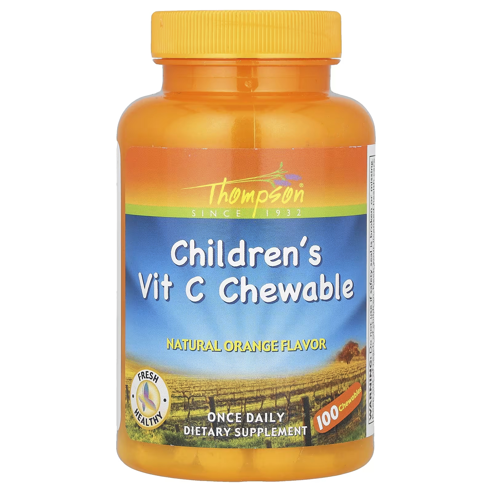 Детские жевательные таблетки Thompson с витамином С, апельсин, 100 жевательных таблеток детские таблетки kal с витамином c rex апельсин 60 жевательных таблеток