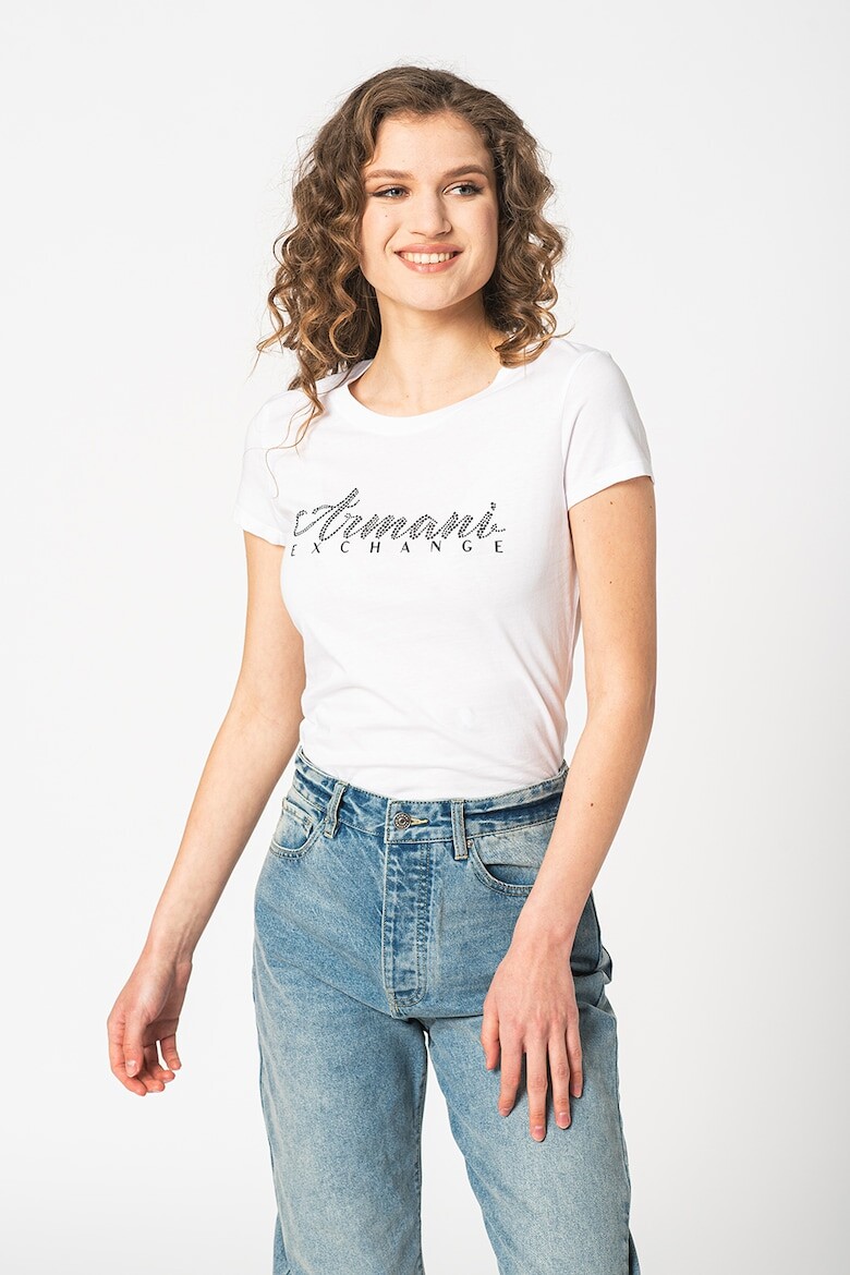 

Приталенная футболка с логотипом Armani Exchange, белый