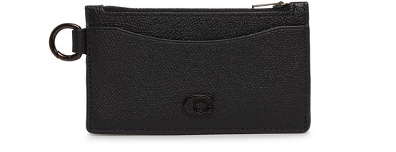 

Футляр для карт на молнии из перекрестной кожи Coach, черный