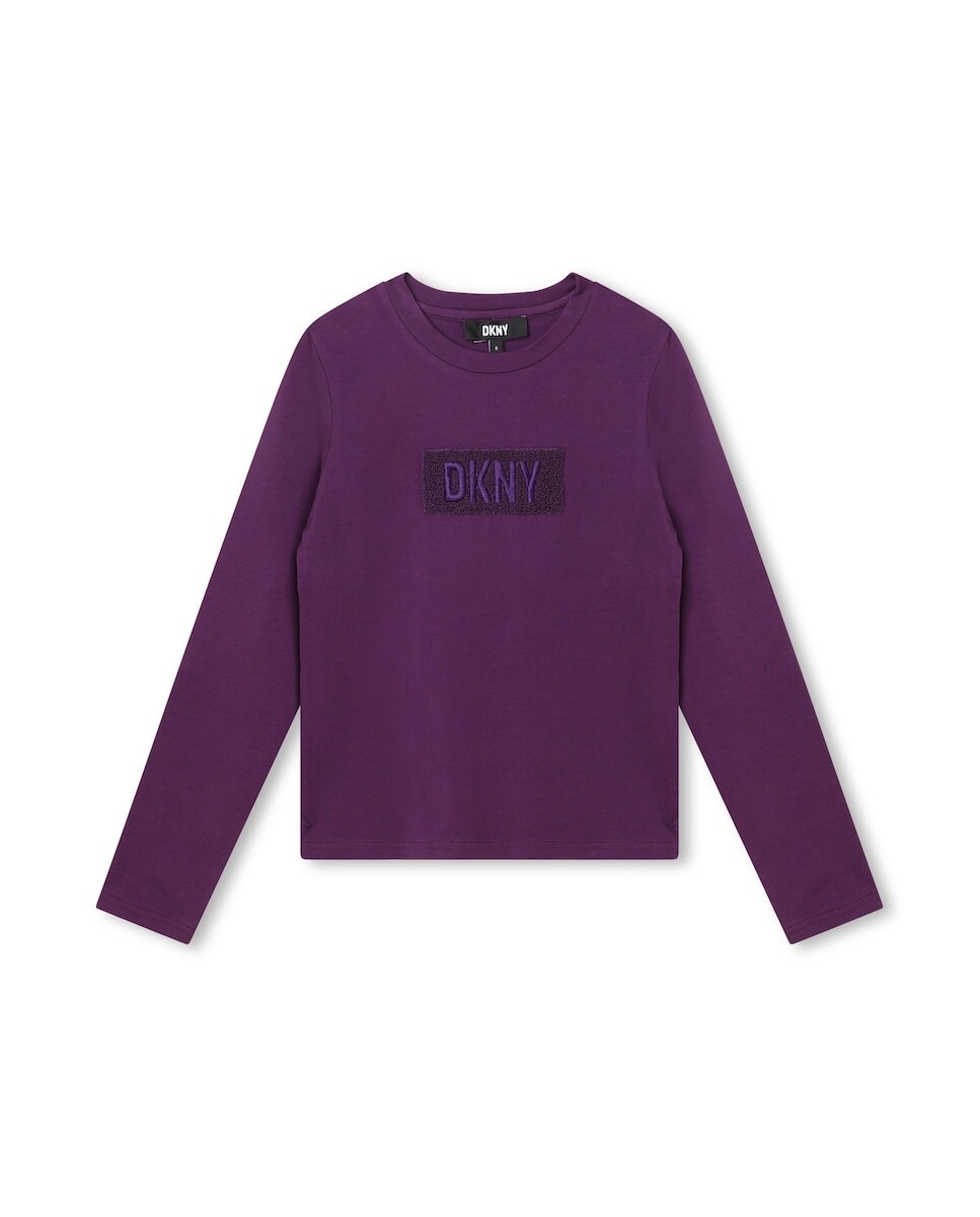 

Футболка для девочки однотонного фиолетового цвета DKNY, фиолетовый