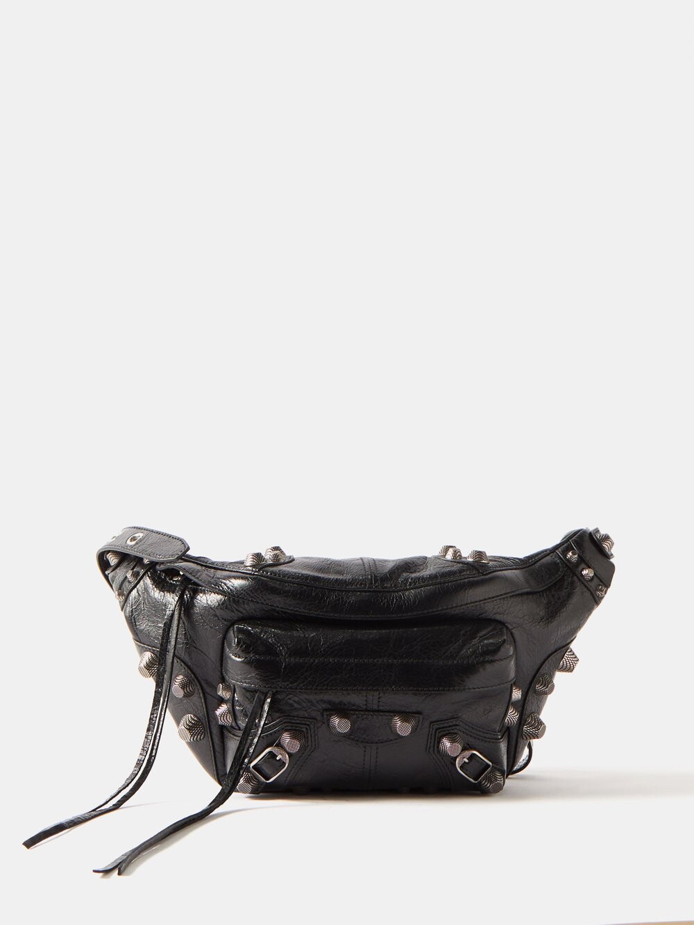 

Поясная сумка le cagole из потрескавшейся кожи Balenciaga, черный