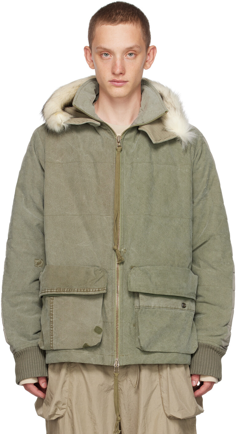 

Зеленая куртка-палатка в стиле ретро Greg Lauren, Зеленый