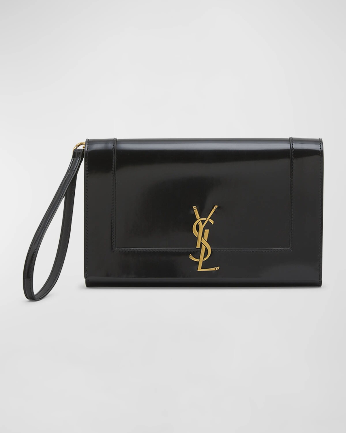 

Кожаный браслет Cassandra YSL с клапаном Saint Laurent, цвет Black