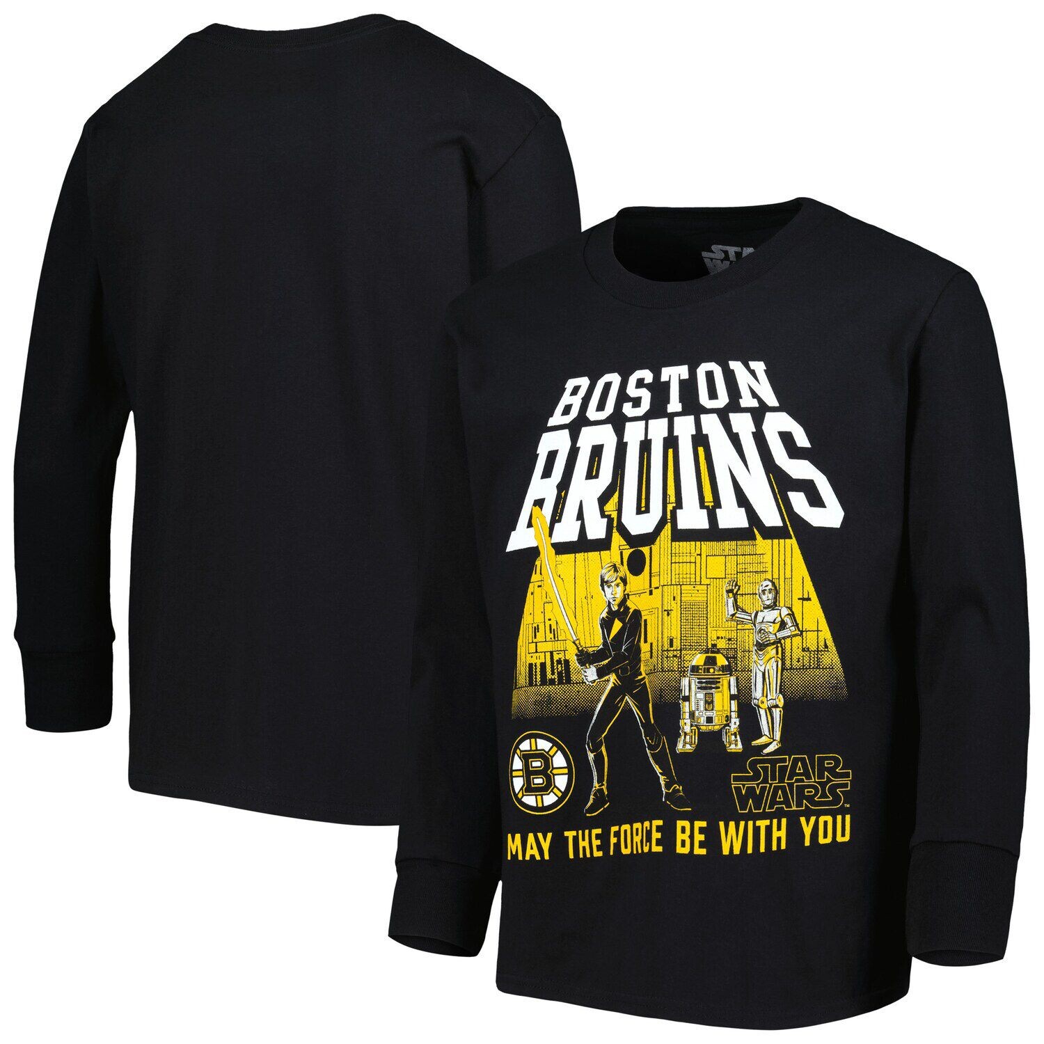 

Молодежная черная футболка с длинными рукавами Boston Bruins Star Wars The Force Outerstuff