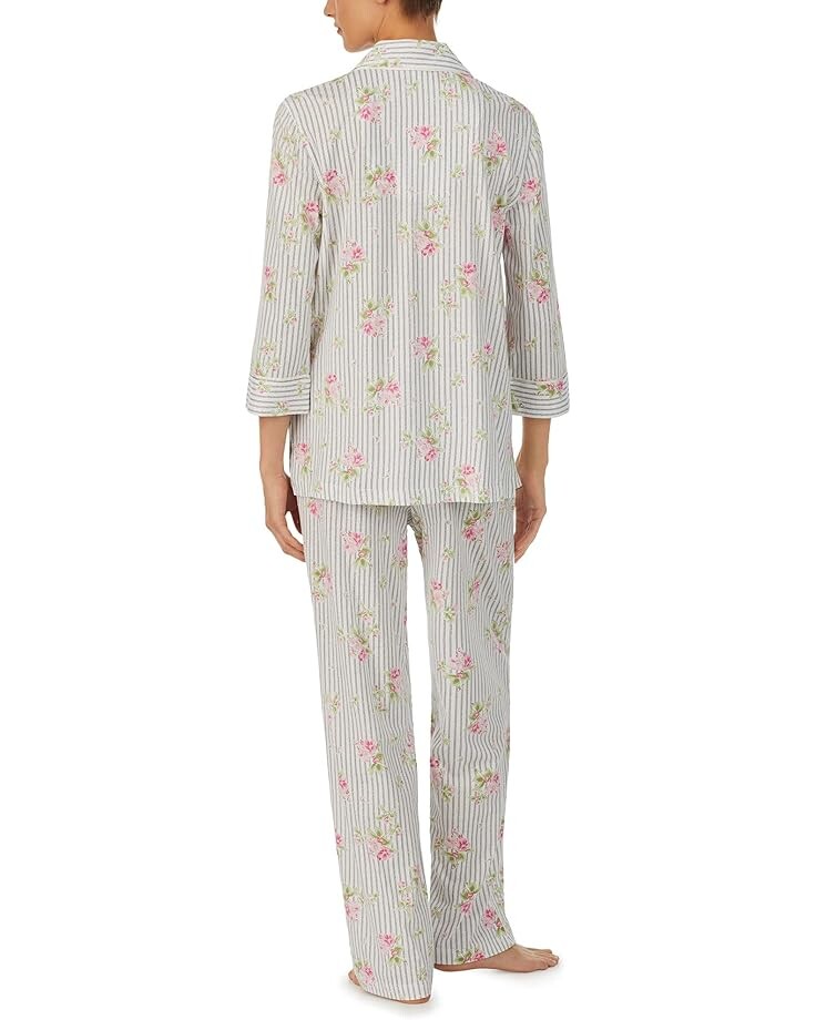 

Пижамный комплект LAUREN Ralph Lauren 3/4 Sleeve Notch Collar Long PJ Set, цвет Floral Stripe