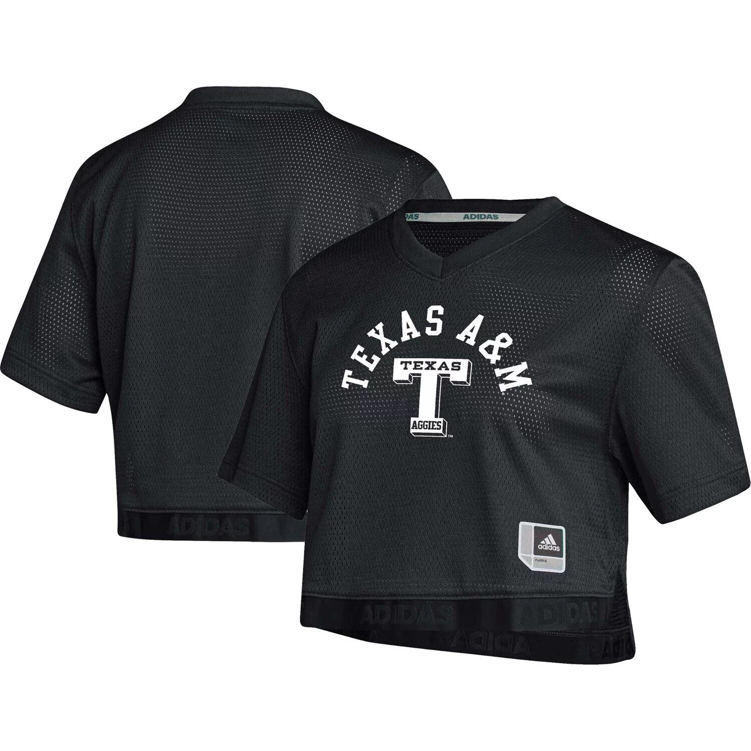 

Женская укороченная майка с v-образным вырезом adidas Black Texas A&M Aggies Primegreen adidas