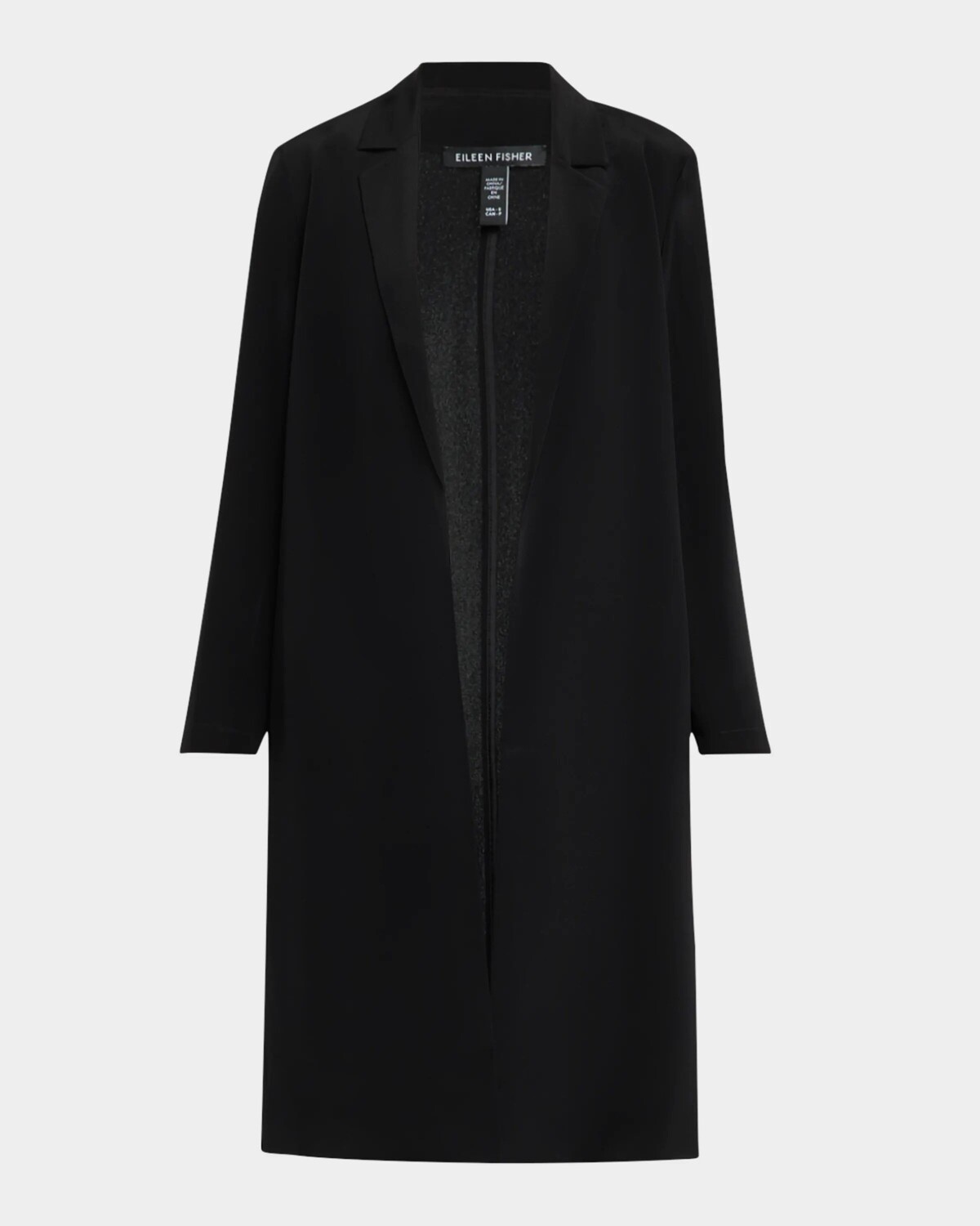 

Блейзер из двойного шелкового крепа с открытым передом Eileen Fisher, черный