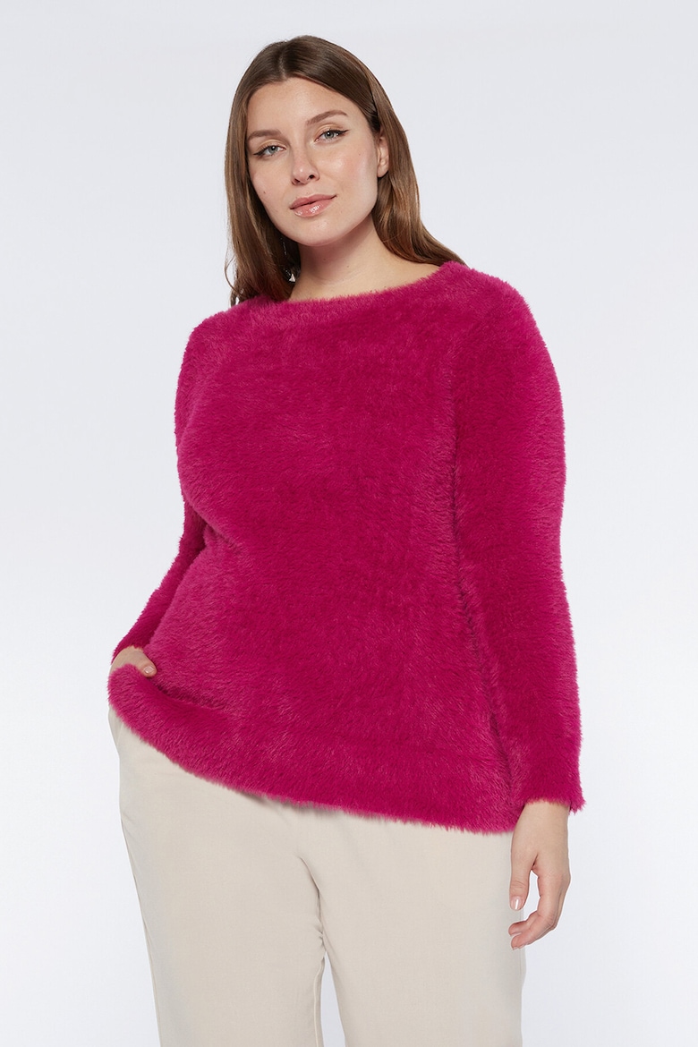 Пышный свитер с овальным вырезом Fiorella Rubino, фуксия пышный свитер с овальным вырезом ovs розовый