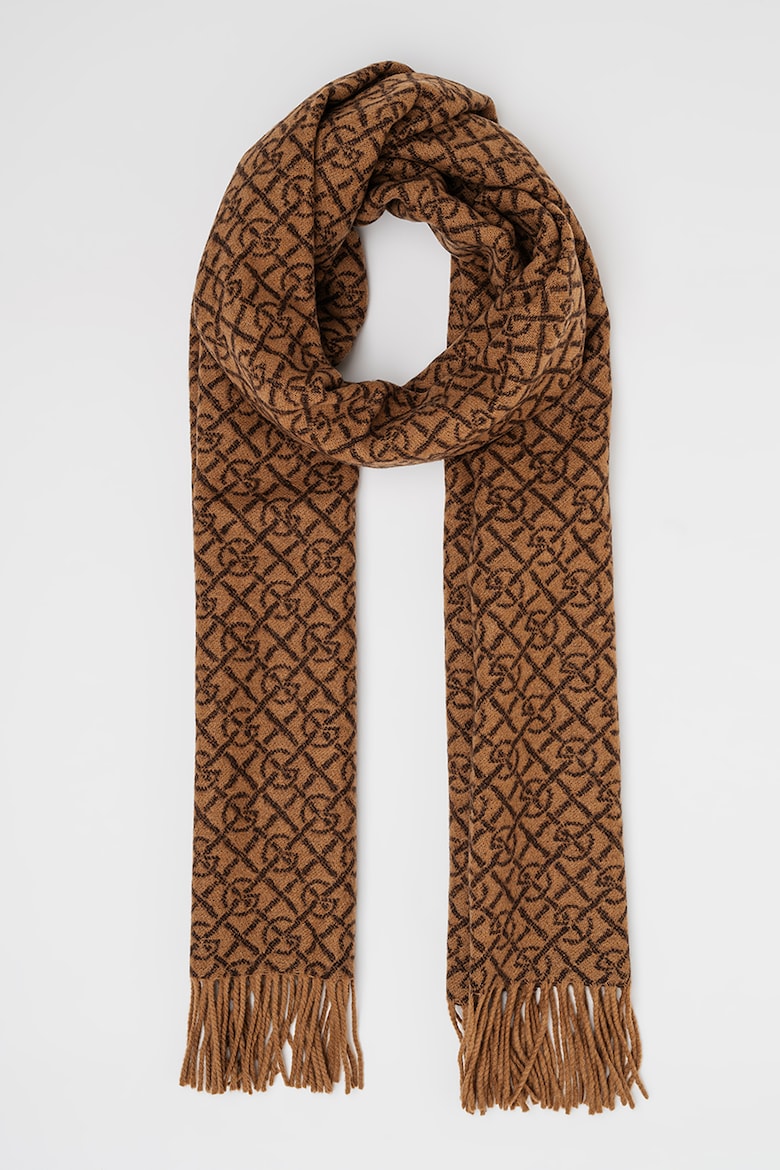 Шерстяной шарф с монограммой Gant, коричневый