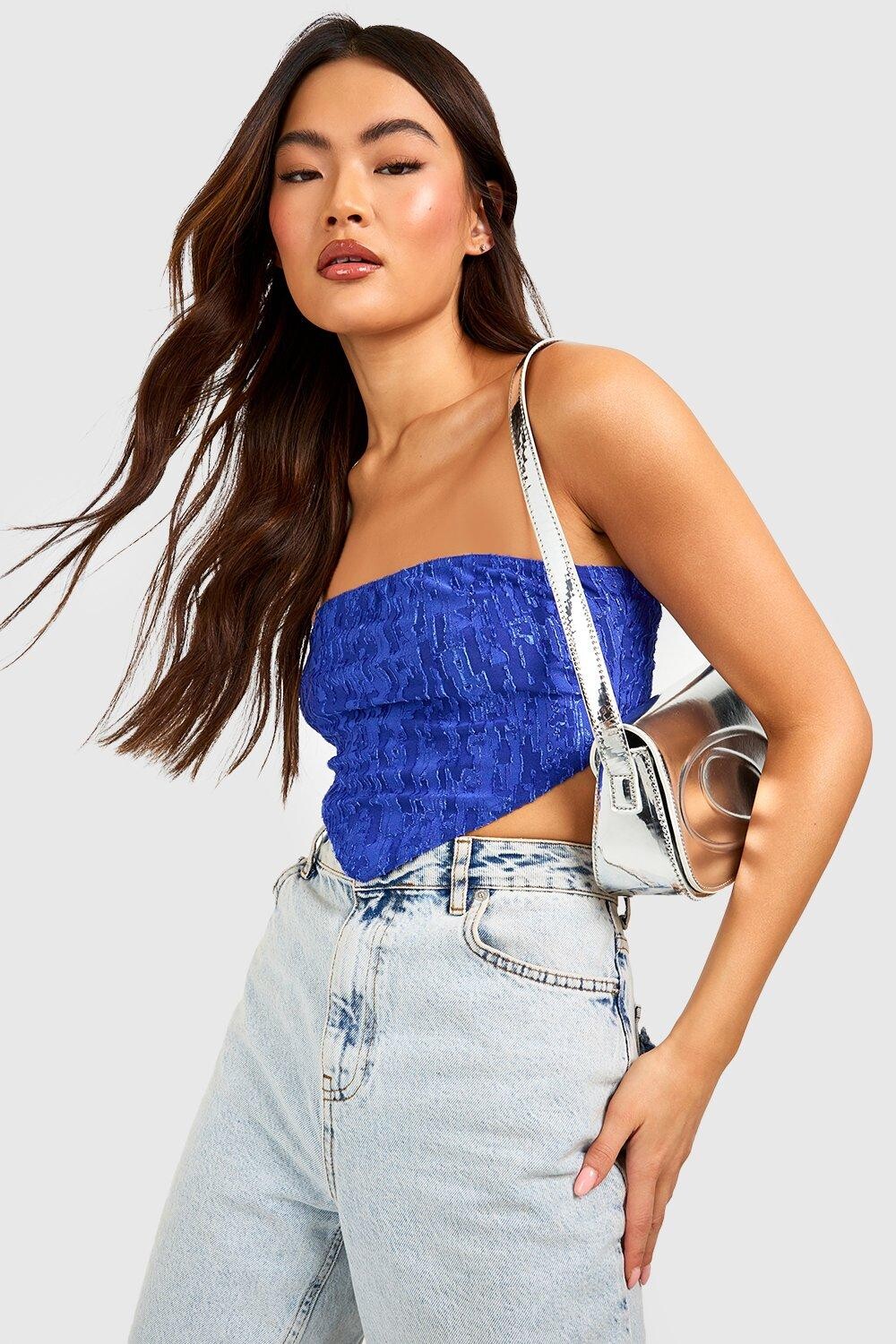 

Укороченный топ из трикотажного джерси burnout Boohoo, кобальтовый