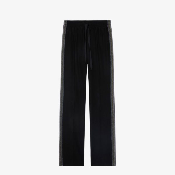 цена Креповые брюки Pomy с завышенной талией и блестящими полосками Zadig&Voltaire, цвет noir