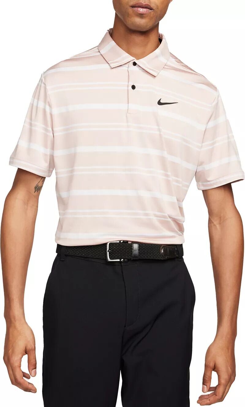 

Мужская футболка-поло для гольфа в полоску Nike Dri-FIT, розовый