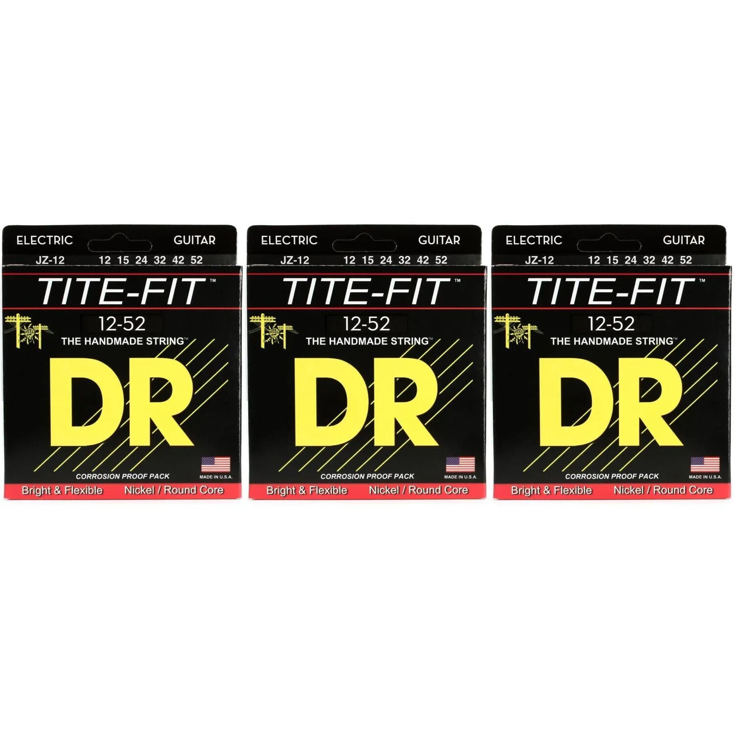 

Струны для электрогитары DR Strings JZ-12 Tite-Fit с компрессионной обмоткой — .012-.052 Jazz (3 шт.)