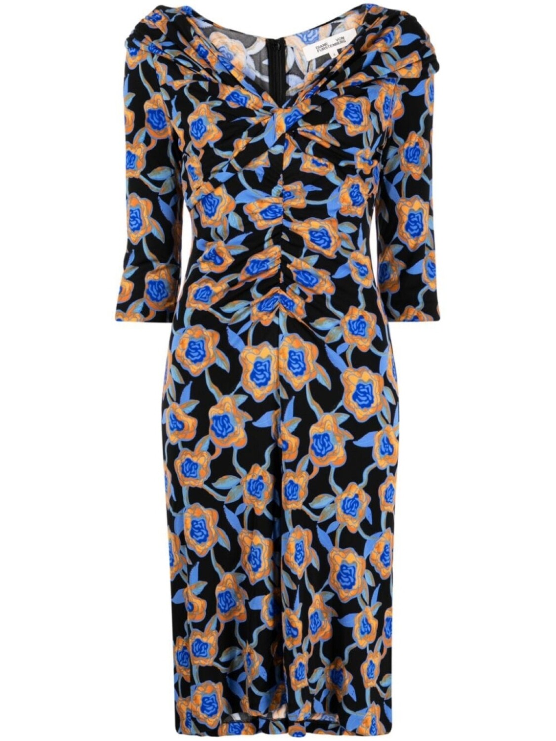 

Diane Von Furstenberg платье Jin с V-образным вырезом и цветочным принтом, черный