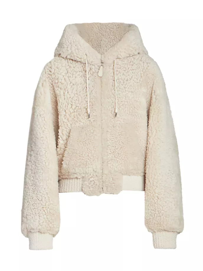 

Окрашенная короткая дубленка с капюшоном Chloé, цвет sooty beige
