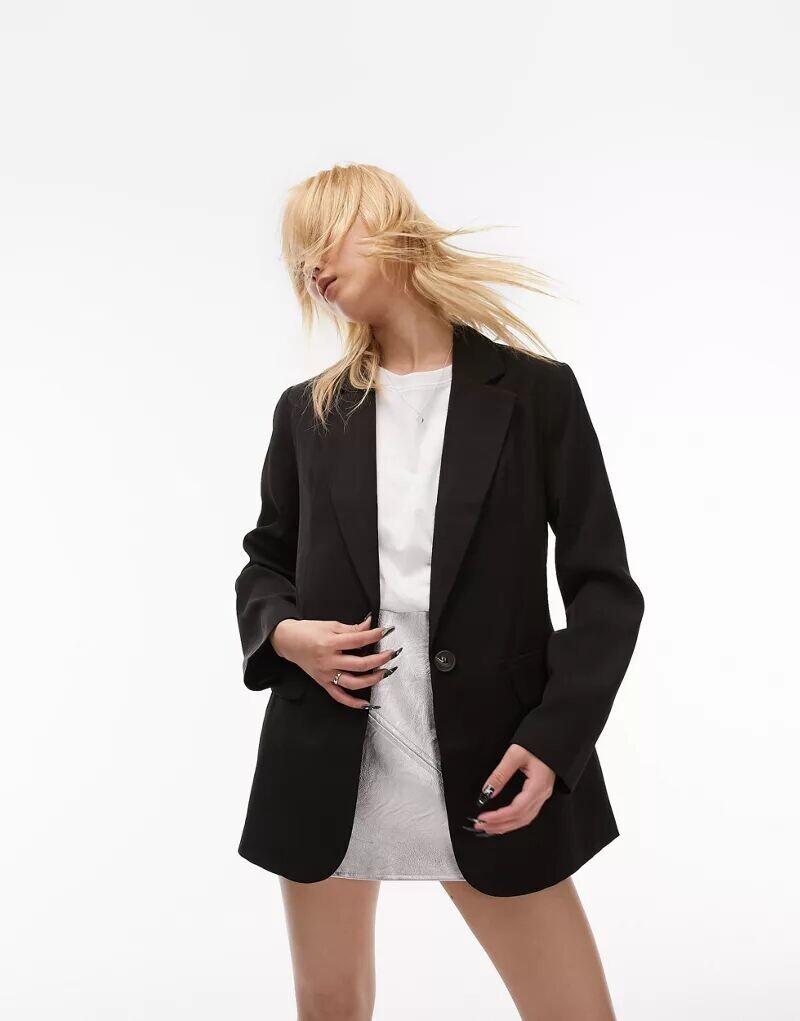 

Элегантный черный пиджак Topshop облегающего силуэта