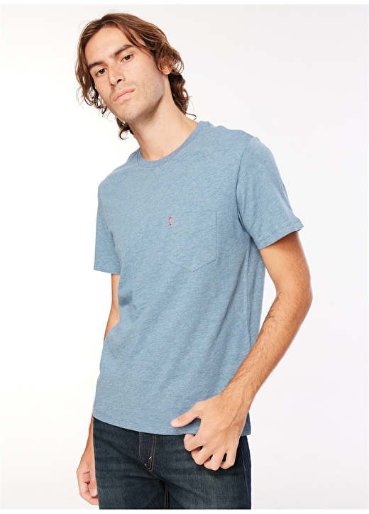 цена Синяя мужская футболка с круглым вырезом Levis