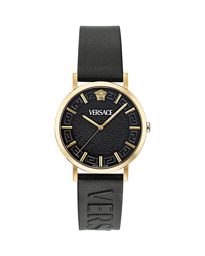 

Тонкие часы Versace Greca, 40 мм, золотой