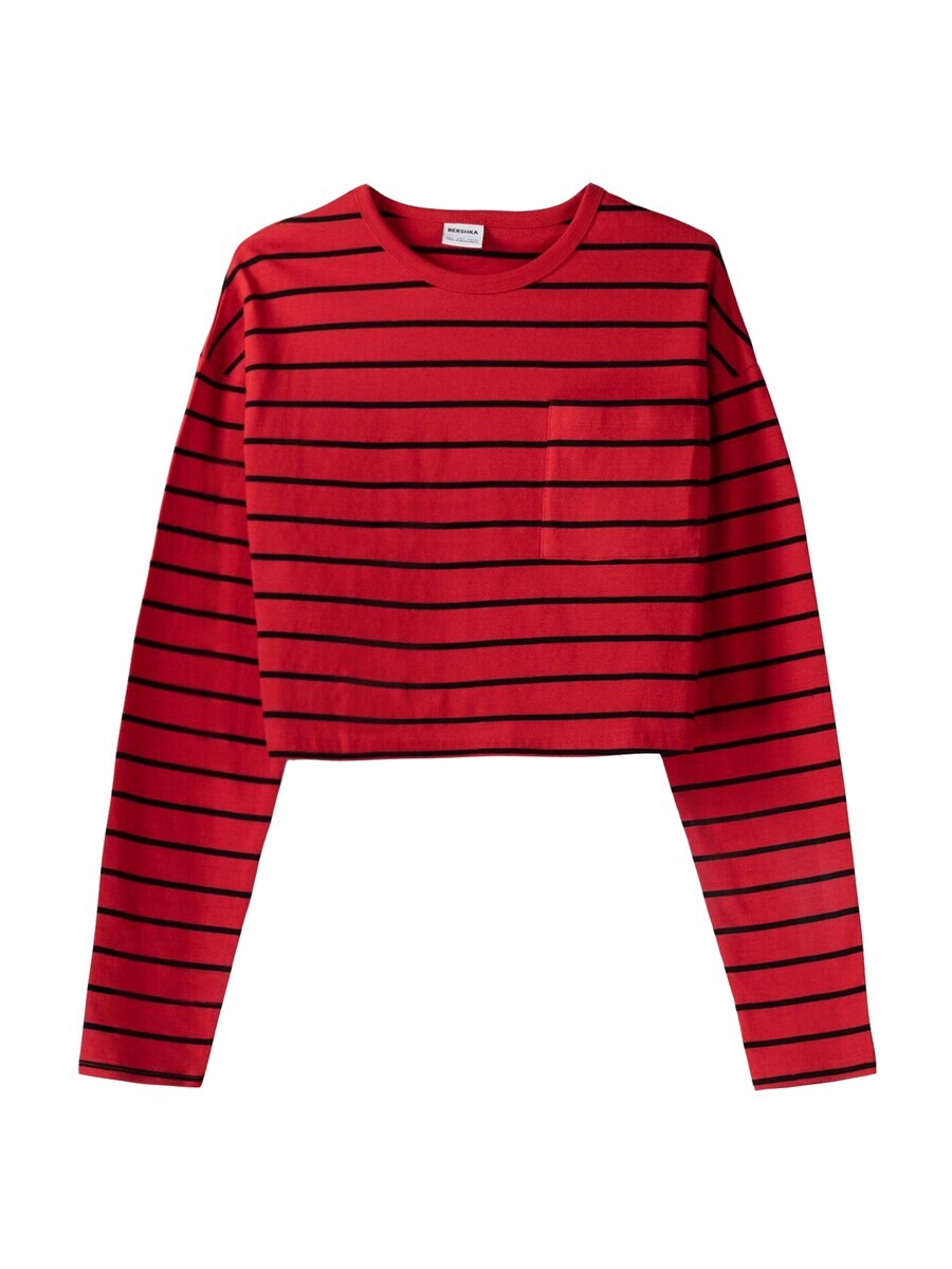 

Лонгслив Bershka, цвет Cherry Red
