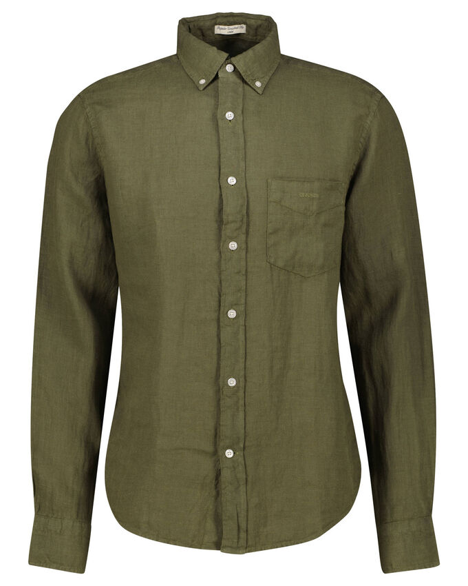 Льняная рубашка стандартного кроя Gant, зеленый
