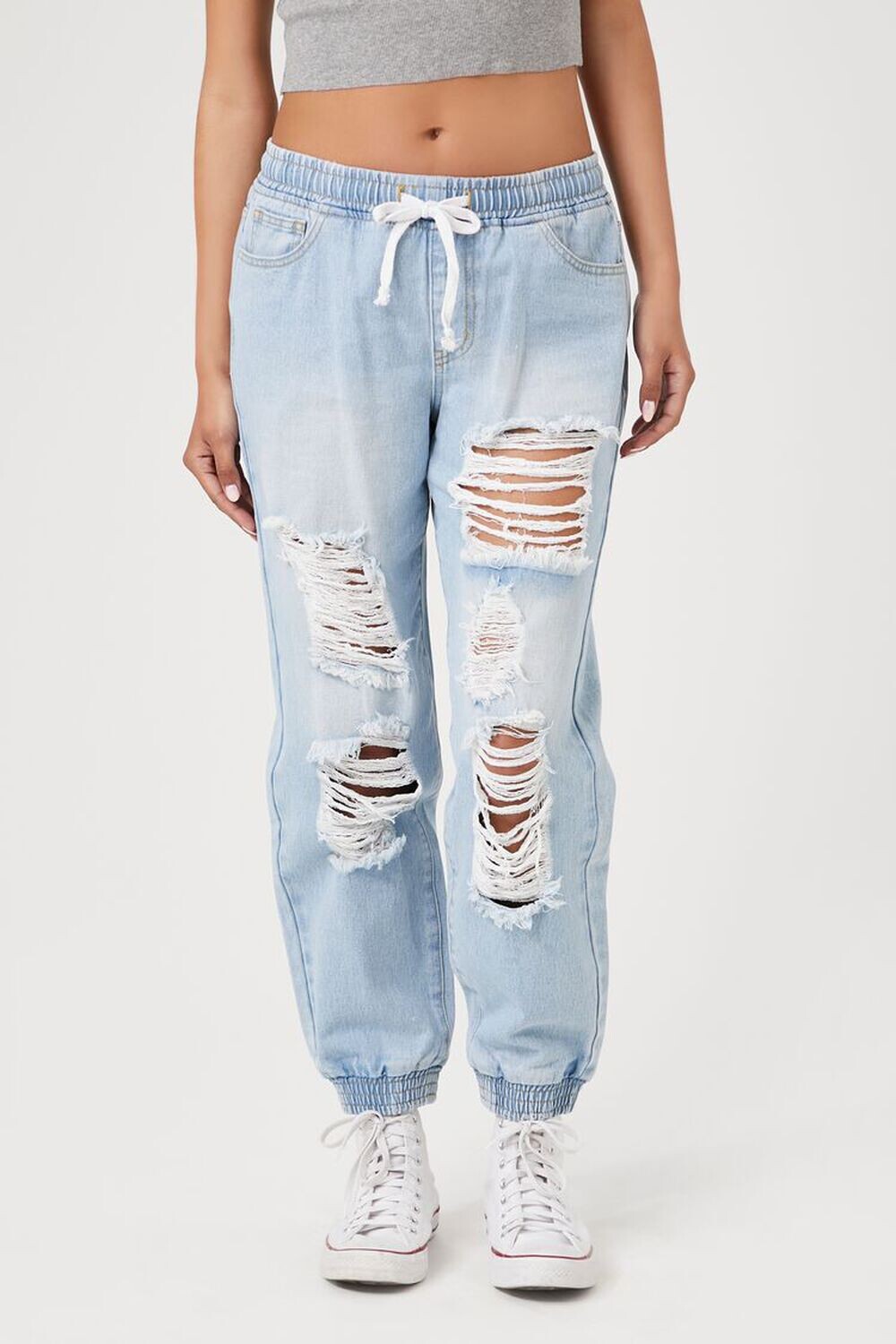 

Потертые джинсовые джоггеры Forever 21, деним