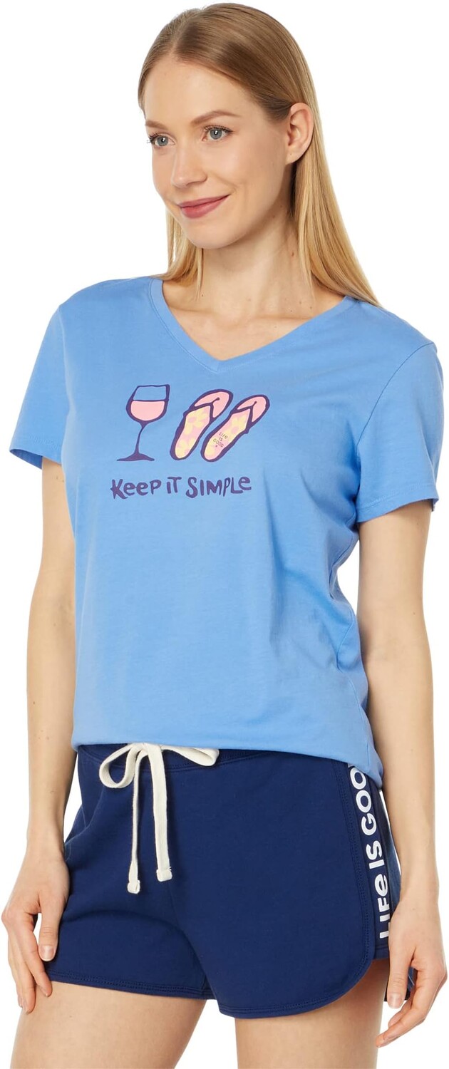 

Keep It Simple Wine and Flips Crusher-Lite Vee с коротким рукавом Life is Good, цвет Cornflower Blue