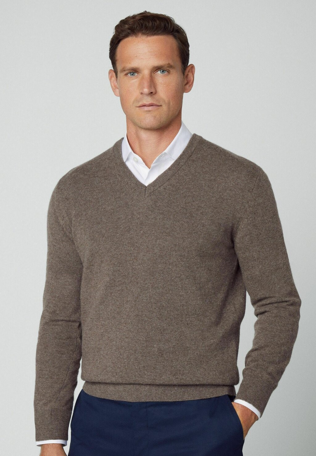

Свитер Mix V Hackett London, цвет bark brown