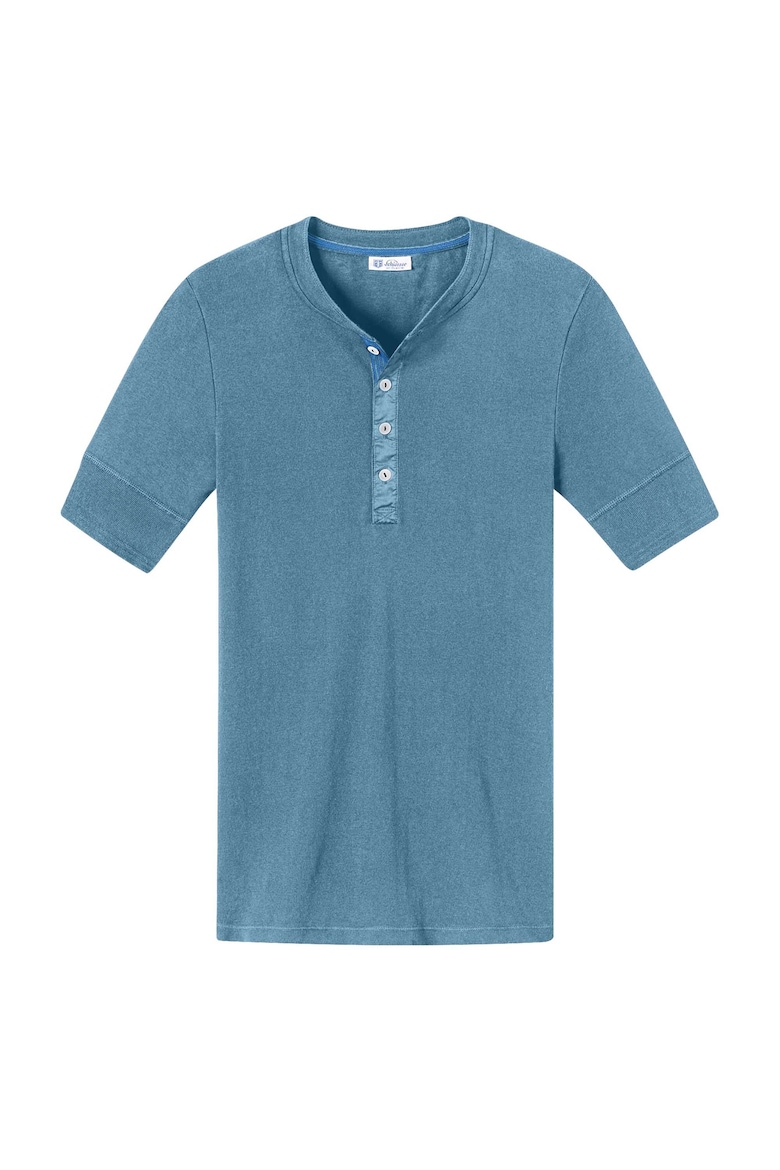 цена Хлопковая футболка с узором «хенли» Schiesser Revival, синий