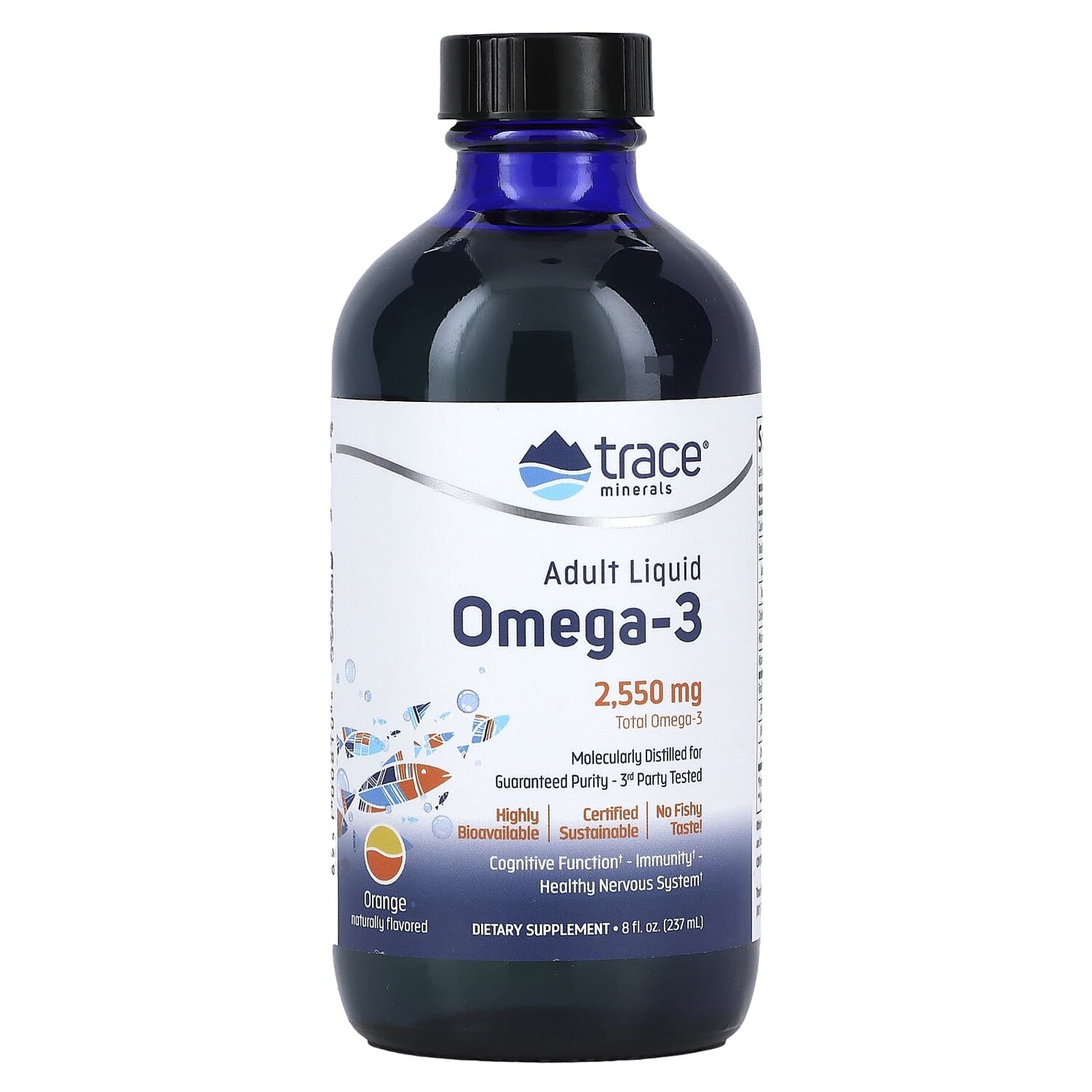

Жидкая омега-3 для взрослых, апельсин, 2550 мг, 237 мл (8 жидк. Унций), Trace Minerals