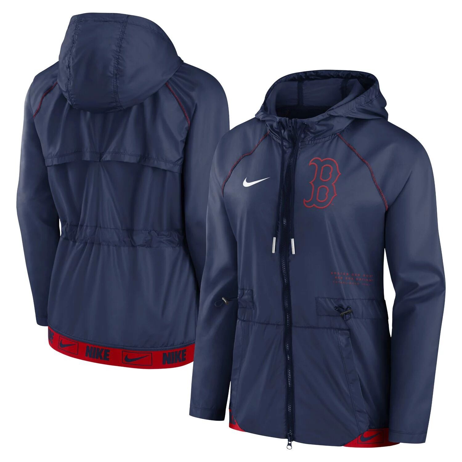 

Женская темно-синяя куртка с капюшоном с молнией во всю длину Nike Boston Red Sox Nike