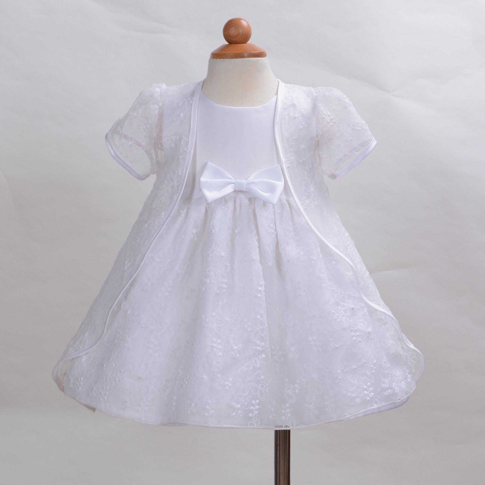 Крестильное платье с цветочным принтом и накидкой Cinda, белый