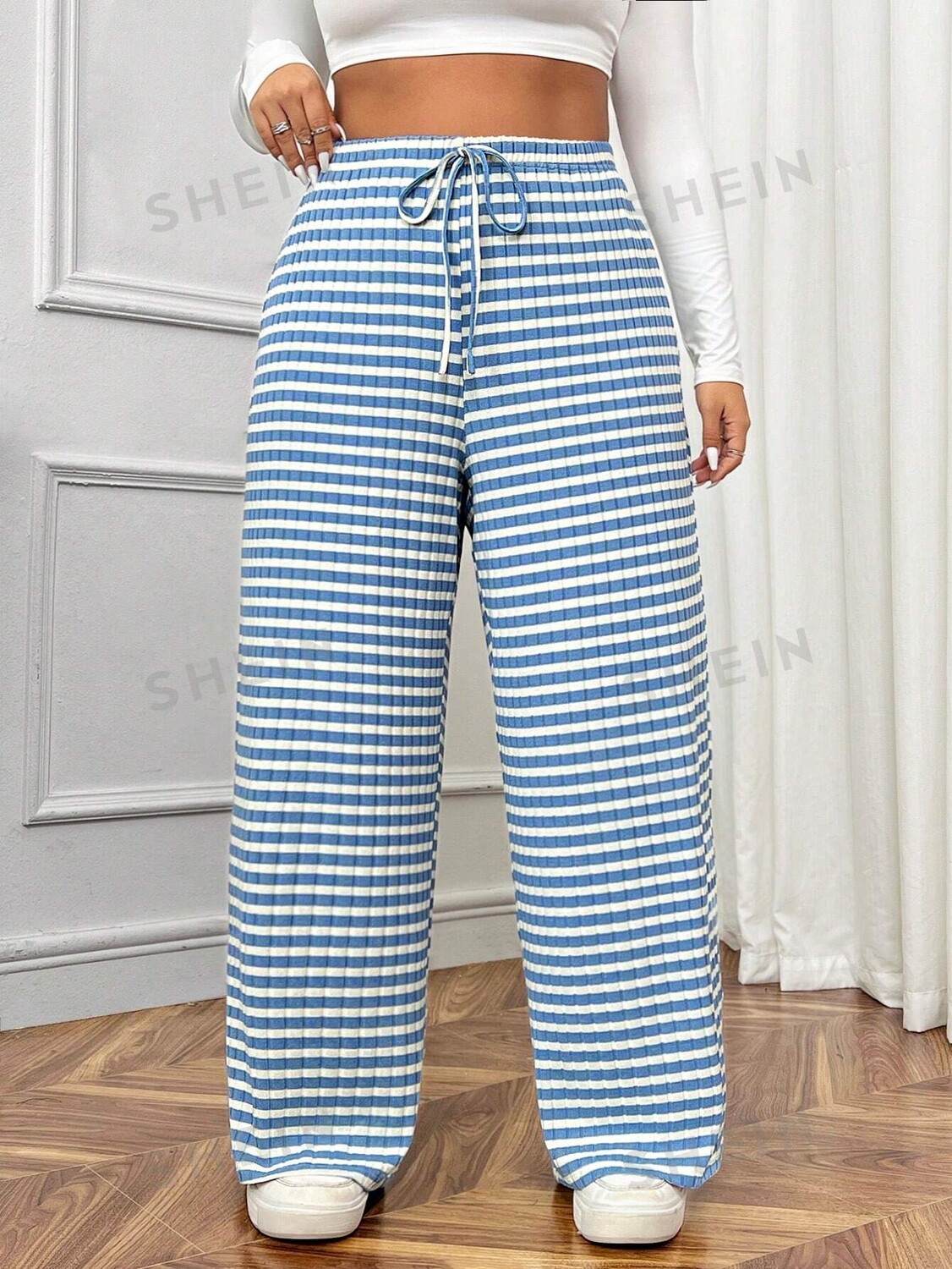 

EZwear Удобные брюки в полоску, минималистичный вариант большого размера, со стыками Shein, мультиколор
