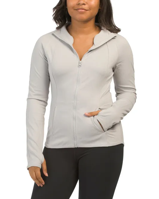 

Куртка Lux Rebel с расклешенным низом и полной молнией Yogalicious, цвет Heather Grey