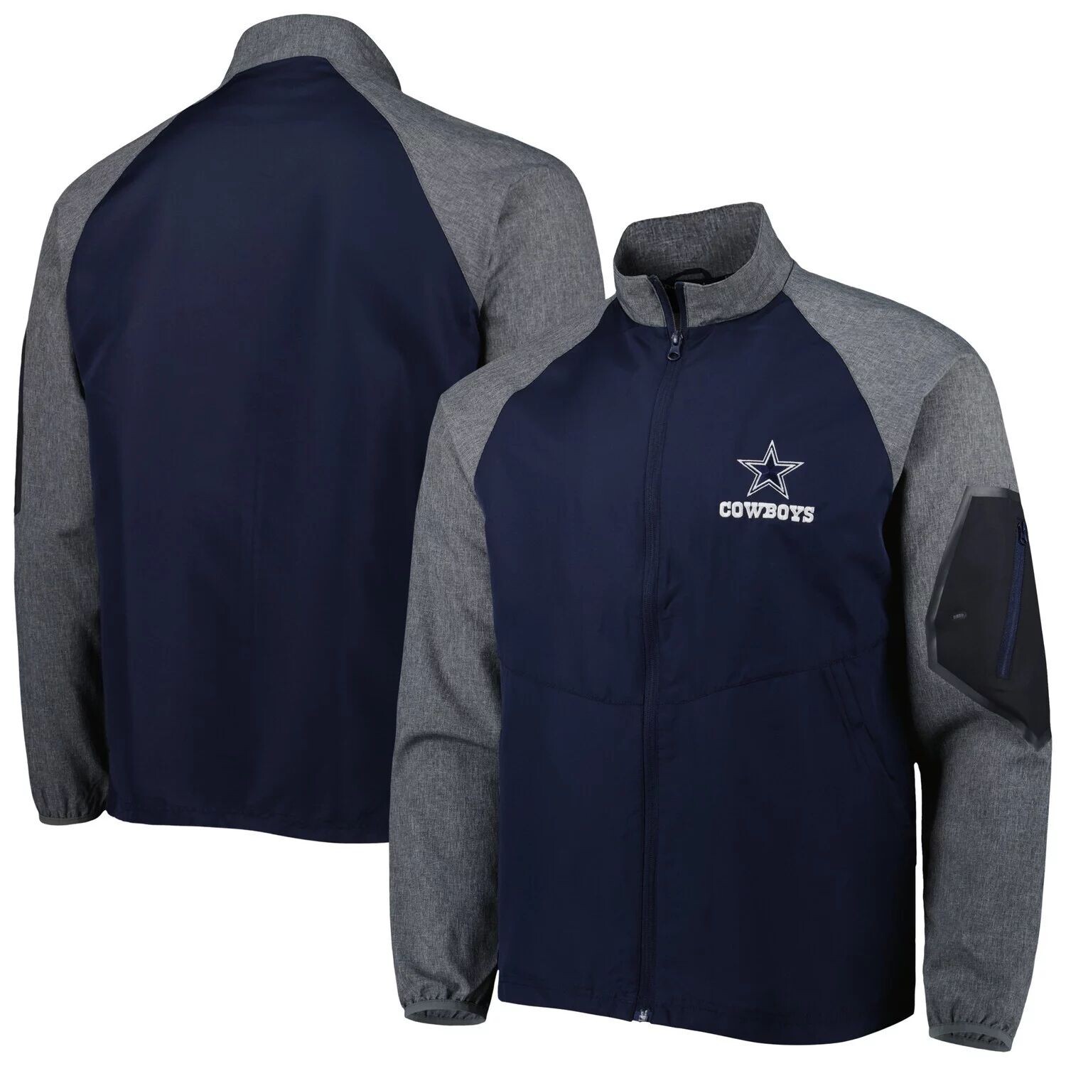 

Мужская ветровка с молнией во всю длину Dunbrooke Navy Dallas Cowboys Hurricane Raglan