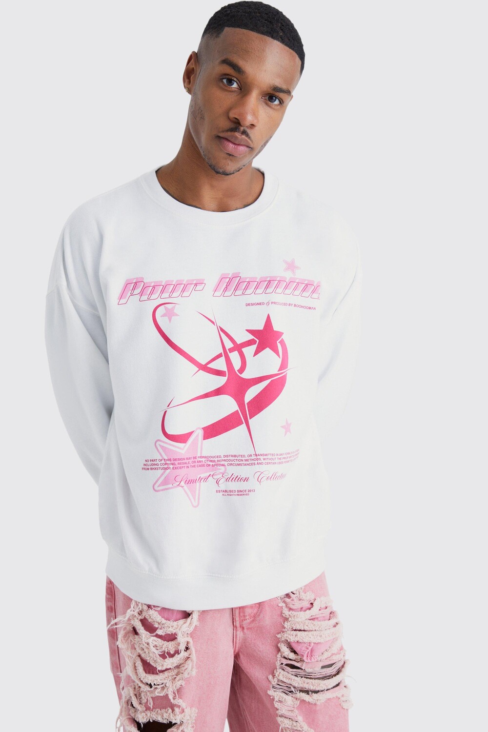 

Свитшот pour homme star Boohoo, белый
