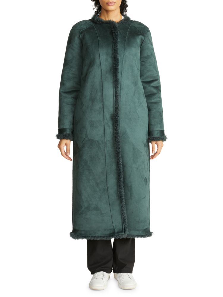 Двустороннее плюшевое пальто из искусственной овчины Hudson, зеленый