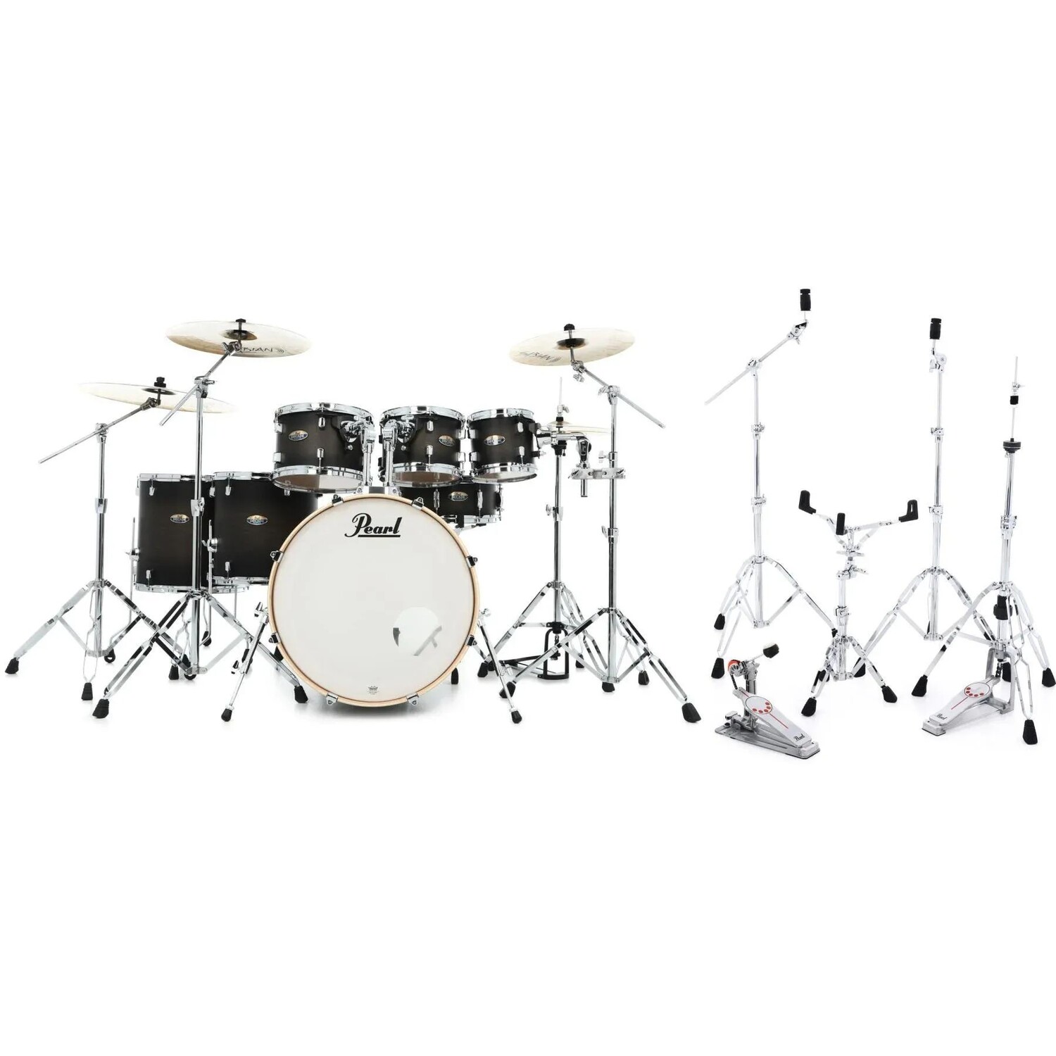 

Pearl Decade Maple DMP927SP/C Набор из 7 частей с малым барабаном и 5 частей аппаратного обеспечения серии 930 — Satin Black Burst