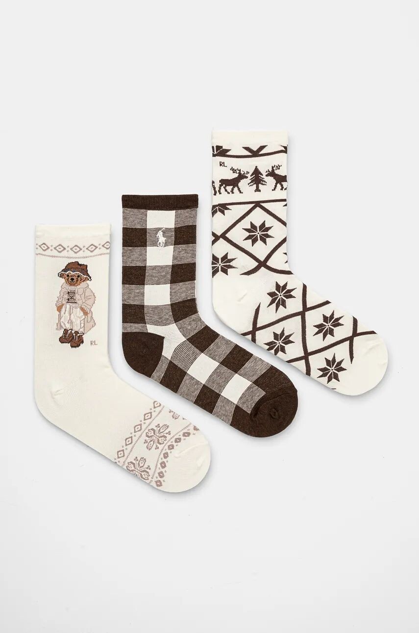 

Носки Polo Ralph Lauren, 3 пары, бежевый