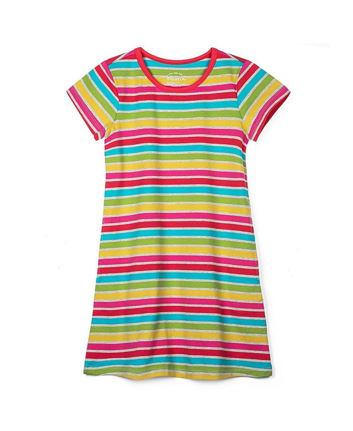 Детское платье-футболка из органического хлопка с короткими рукавами для девочек, организованное по принципу справедливой торговли Mightly, мультиколор