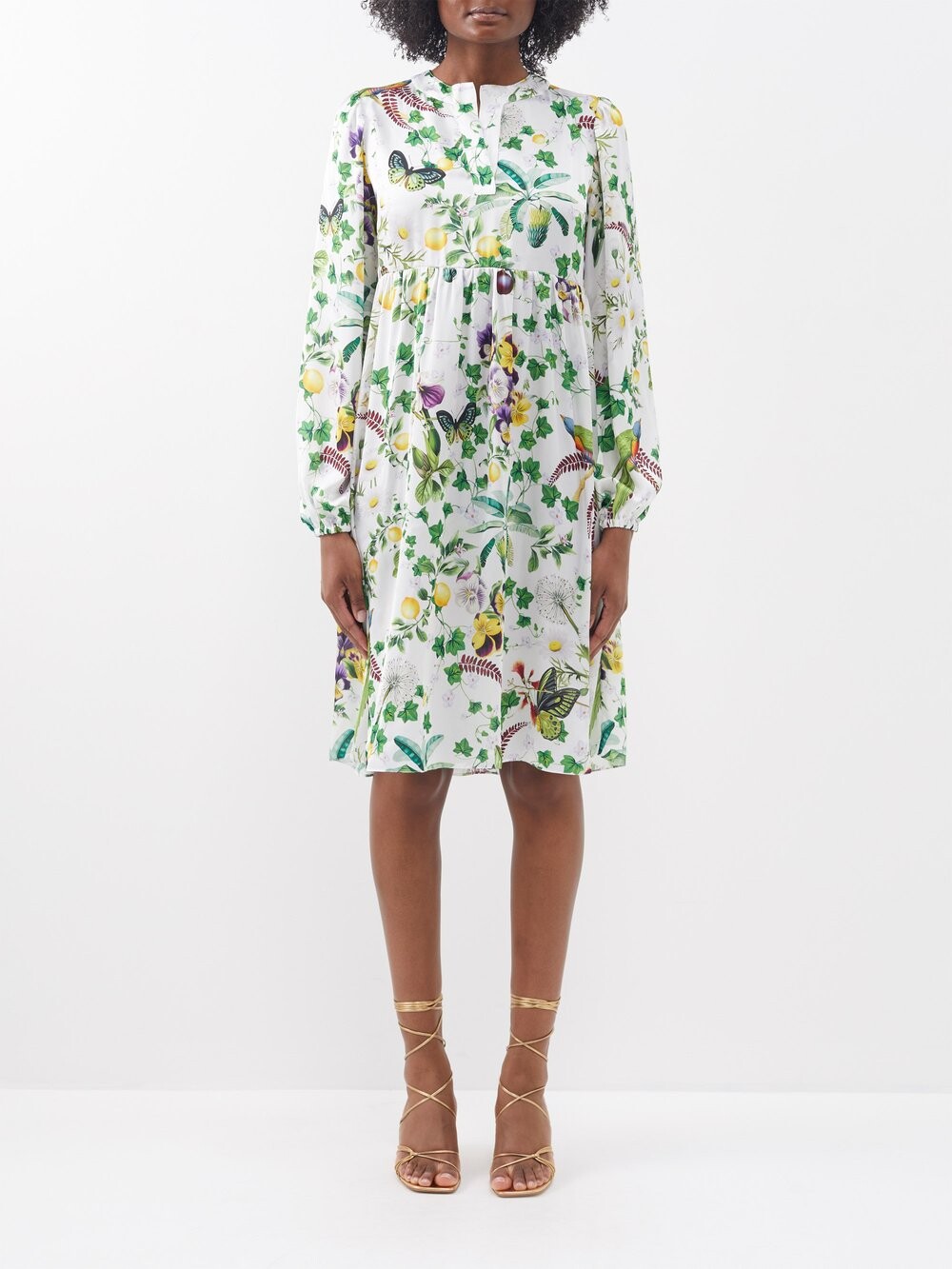

Атласное платье tatou с цветочным принтом Mary Katrantzou, зеленый