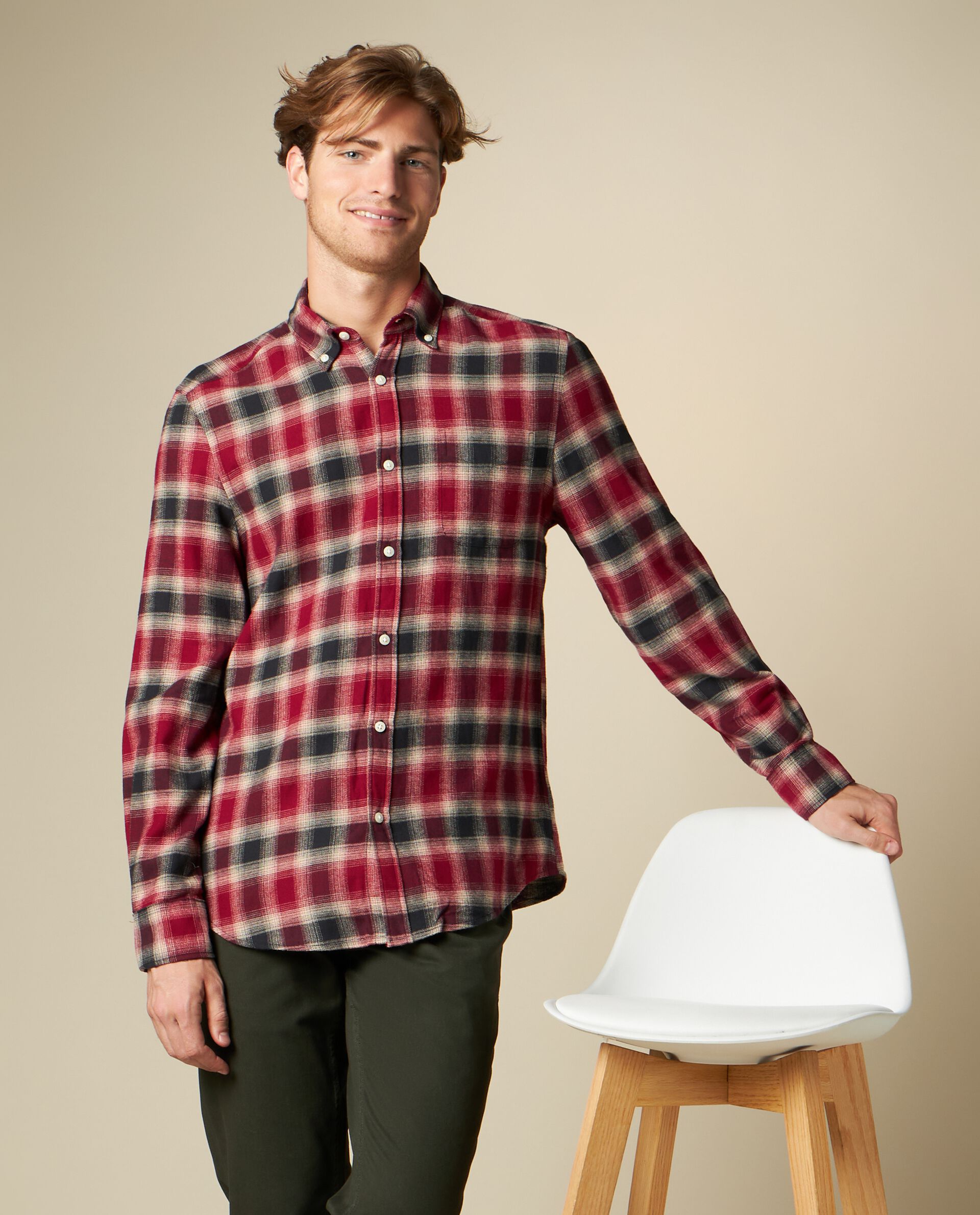 Мужская фланелевая рубашка из чистого хлопка J. HART & BROS., омар красный