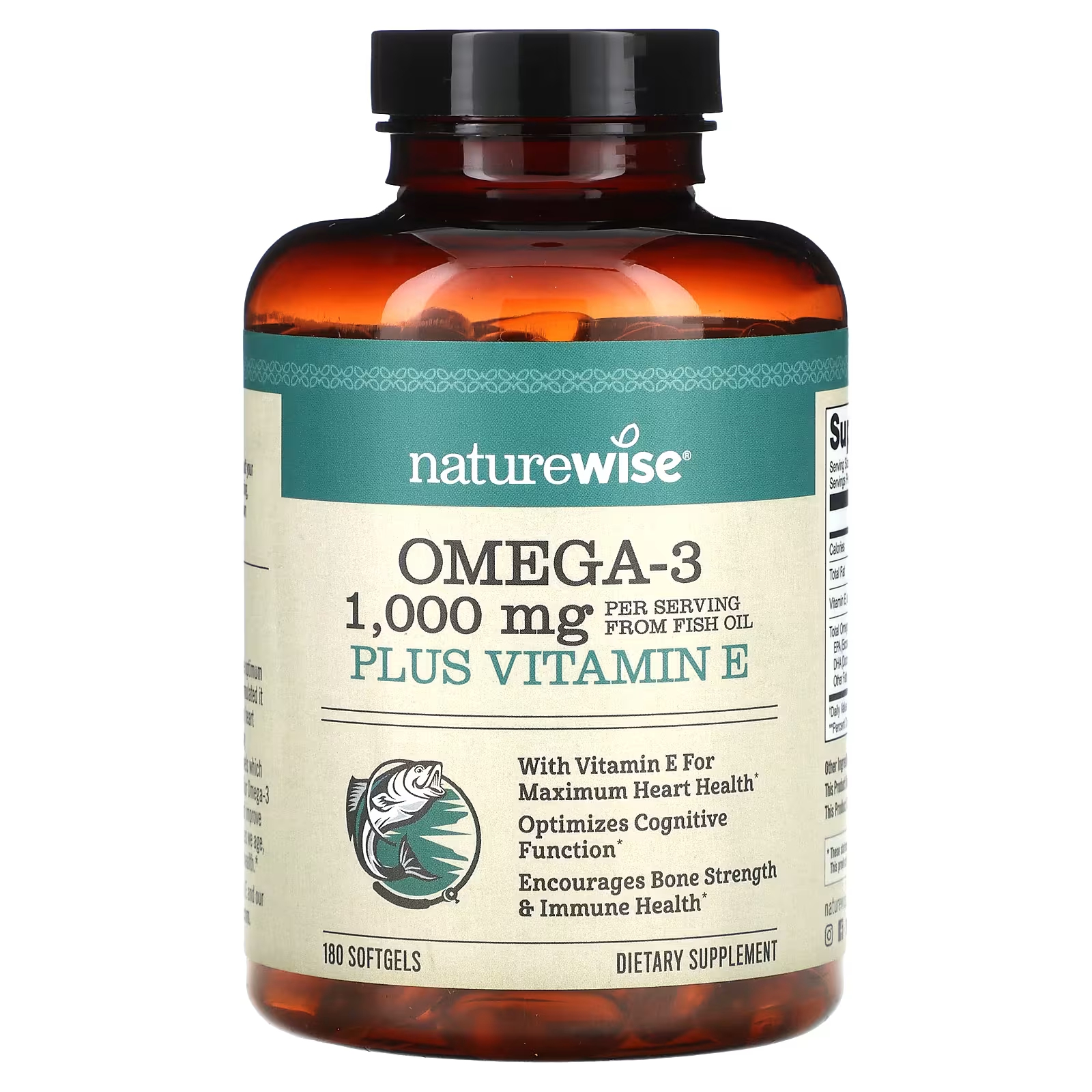 Омега-3 плюс витамин Е NatureWise, 180 мягких таблеток