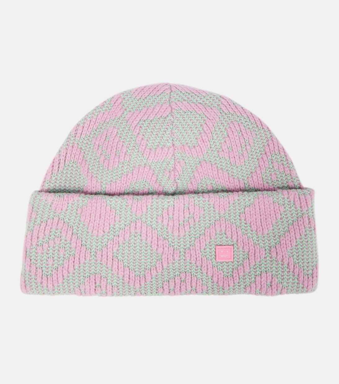 

Шапка Face Tiles из хлопка и шерсти Acne Studios, розовый