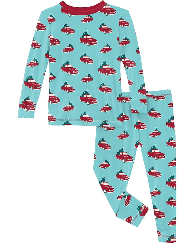 Пижамный комплект Kickee Pants Long Sleeve Pajama Set, цвет Iceberg Trucks & Trees