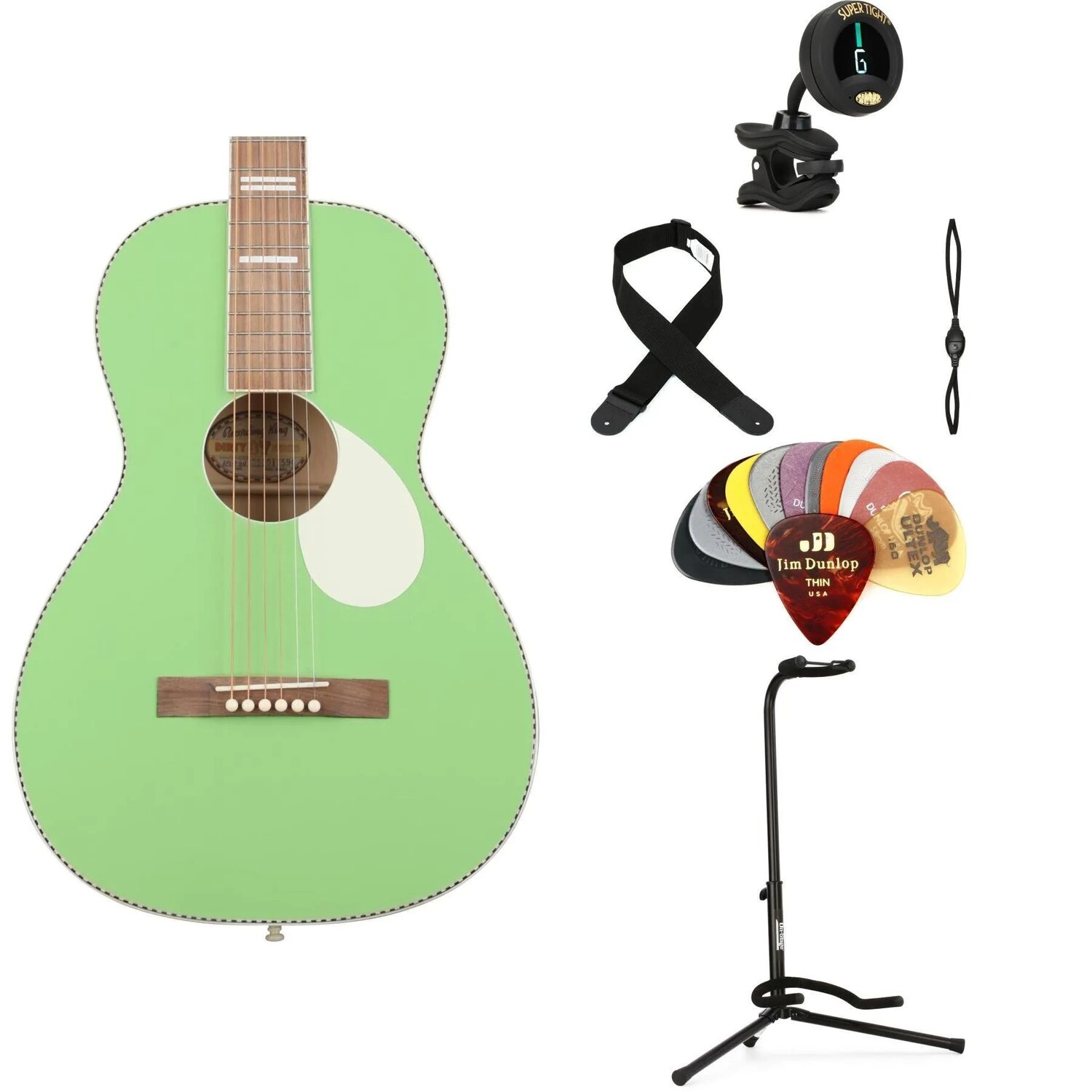 

Новый комплект Recording King Dirty 30s Series 7 Single 0 Acoustic Guitar Essentials Bundle — Revolution Green