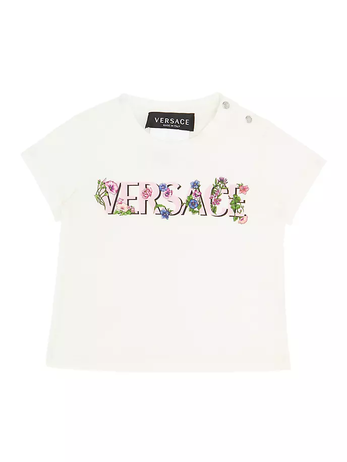 

Футболка с цветочным логотипом для маленьких девочек Versace, белый